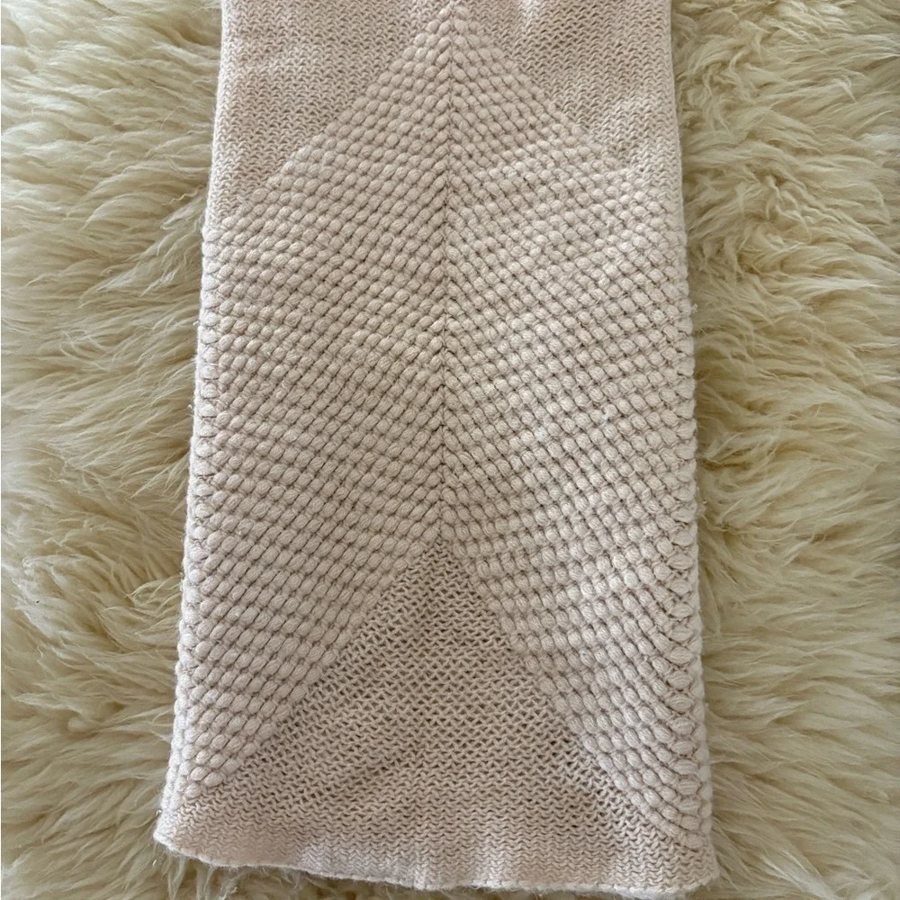 Wide Light Pink Cable Knit Infinity Scarf